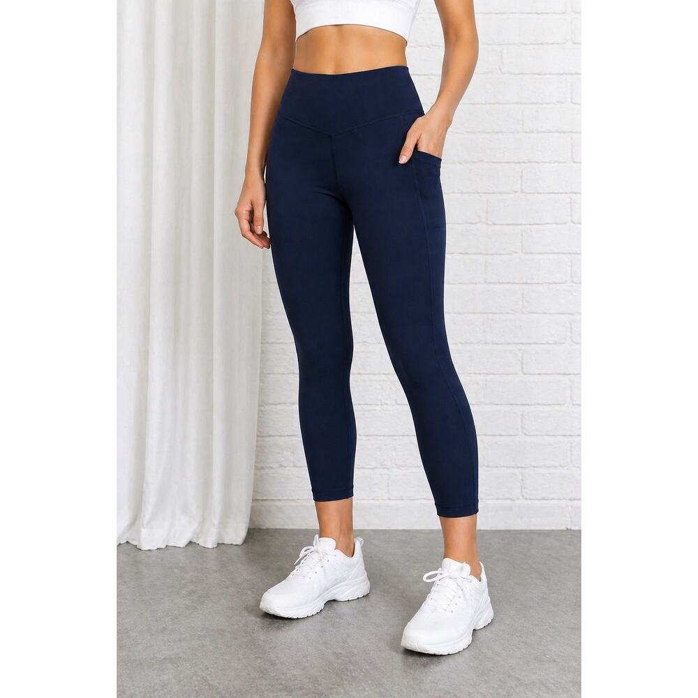 Halara Women’s Black High Waisted Leggings Cropped Yoga Pants Pockets Size M NWT